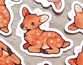 Flower Deer Sticker / Cute Baby Fawn Sticker / Vinyl Sticker / Laptop Sticker / Water Bottle Sticker