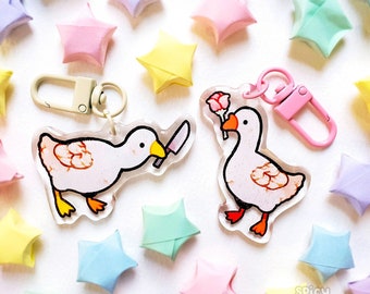 Choose Your Goose Keychains / 2in Double-Sided Glitter Matching Acrylic Charms / Bird Lover Gift / Cute Animal Bag Charms