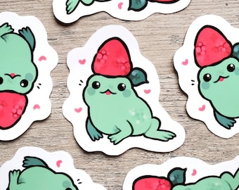 Raspberry Hat Frog Sticker / Fruit Frog Sticker / Toad Sticker / Cute Animal Sticker / Laptop Sticker / Vinyl Sticker