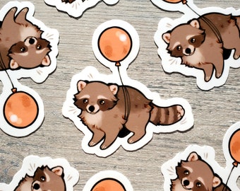 Raccoon Balloon Sticker / Trash Panda Sticker / Cute Animal Sticker / Laptop Sticker / Vinyl Sticker