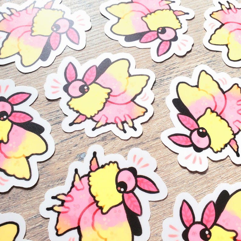 Pink Lemonade Moth Sticker / Süßer wasserdichter Vinyl Rosy Maple Moth Aufkleber Bild 2