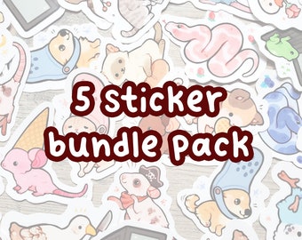 5 Sticker Bundle Pack /  Choose Any 5 Stickers for a Discounted Price / Cute Animal Stickers / Laptop Stickers / Vinyl Stickers