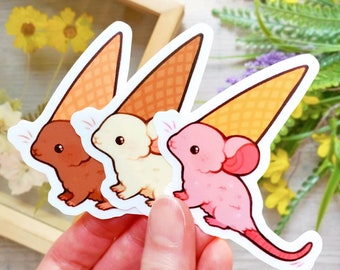 Neapolitan Mice Cream Cones Sticker Set / Cute Mouse Sticker / Waterproof Vinyl Sticker, Water Bottle, Laptop, Phone Stickers