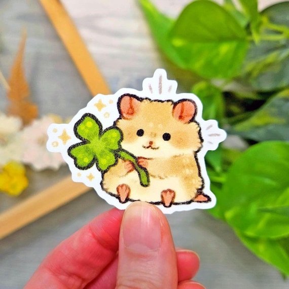 Glitter Lucky Hamster Sticker / Cute Rodent Sticker for Laptop Journal Planner Notebook / Fun Gift for Best Friend
