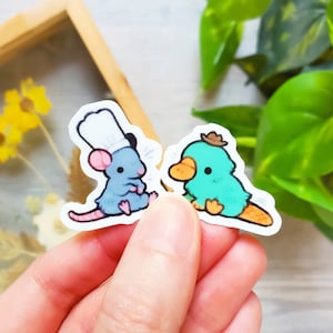 Little Chef and Secret Agent Mini Sticker Set of 2 / Cute Animal Vinyl Stickers for Water Bottles, Laptops & Notebooks / Best Friend Gift