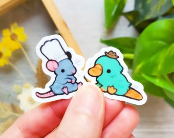 Little Chef and Secret Agent Mini Sticker Set of 2 / Cute Animal Vinyl Stickers for Water Bottles, Laptops & Notebooks / Best Friend Gift