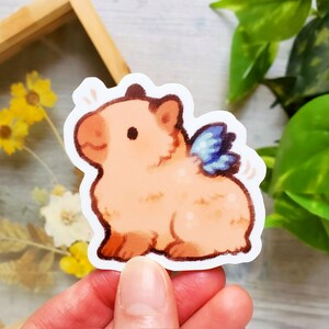 フェアリーレッサーパンダとカピバラのステッカー2枚セット / かわいい動物ステッカー / ビニール製ウォーターボトル、ノートパソコン、携帯電話ケース用ステッカー Fairy Capybara