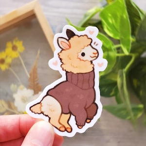 Cozy Alpaca and Giraffe Sticker Set of 2, Cute Animal Vinyl Stickers for Water Bottles & Laptops, Best Friend Gift for Her Cozy Alpaca