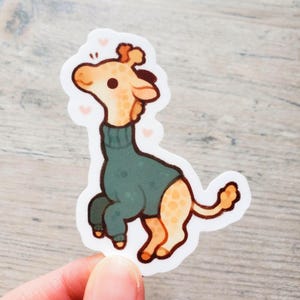 Turtleneck Giraffe Sticker / Cute Waterproof Vinyl Animal Sticker for Laptop or Water Bottle image 2
