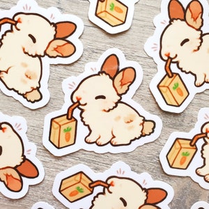 Bunny Sipping Juice Sticker / Bunny Sticker / Rabbit Sticker / Animal Sticker / Vinyl Sticker For Rabbit Lover