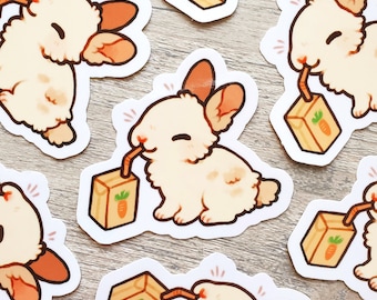 Bunny Sipping Juice sticker / Bunny Sticker / Rabbit Sticker / Animal Sticker / Vinyl Sticker For Rabbit Lover