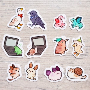 12 Mini Sticker Bundle Pack / 12 Mini Sticker zu einem reduzierten Preis / Niedliche Tier Sticker / Laptop Sticker / Vinyl Sticker Bild 3