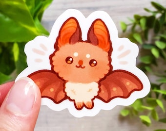 Fluffy Bat Sticker / Waterproof Vinyl Laptop, Water Bottle Decal