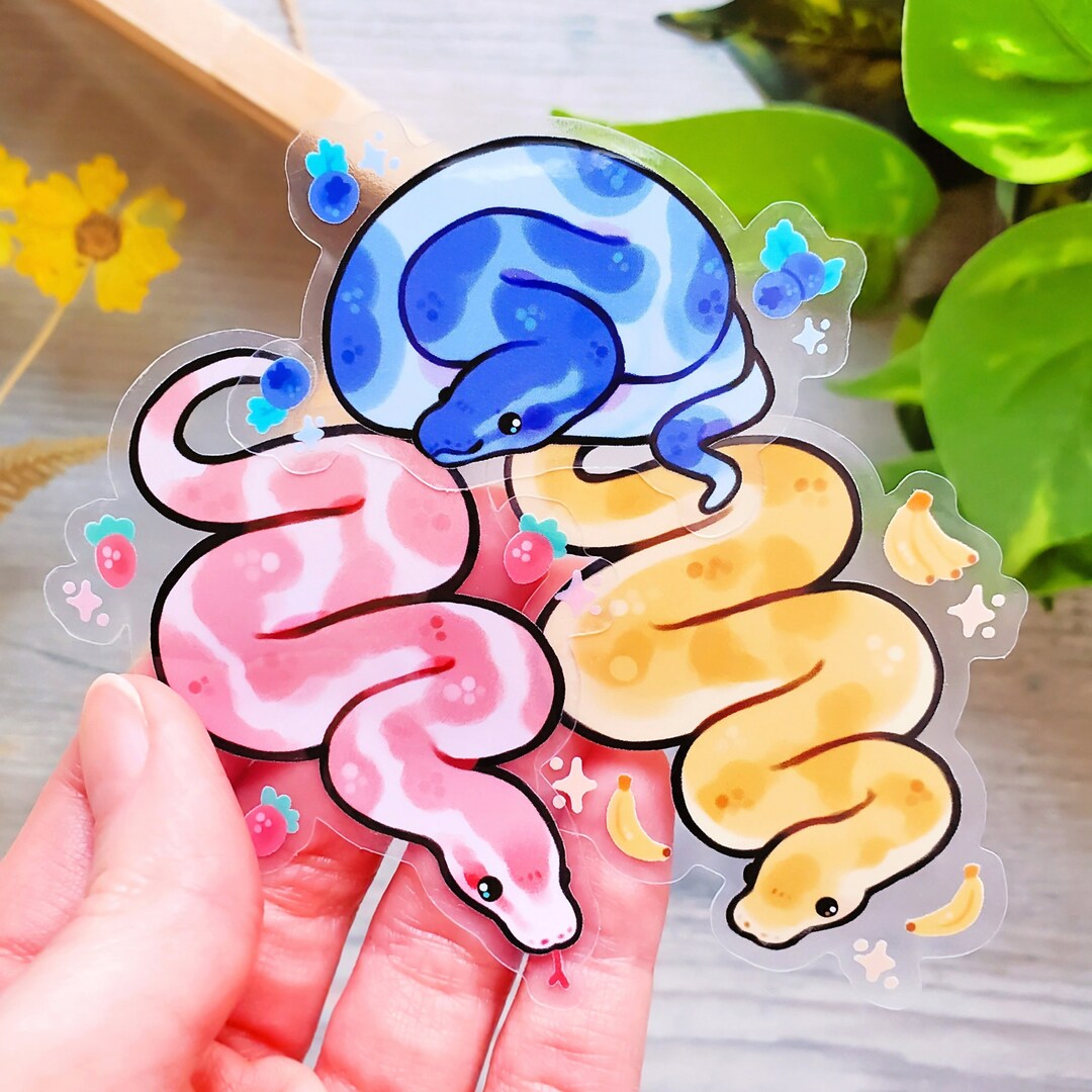 Fruit Salad Snakes Clear Sticker Set of 3 / Ball Python Stickers / Cute ...