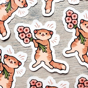 Flower Cat Sticker / Cat Sticker / Kitten Sticker / Flower Sticker / Spring Sticker / Cute Animal Sticker / Laptop Sticker / Vinyl Sticker