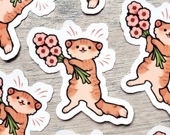 Flower Cat Sticker / Cat Sticker / Kitten Sticker / Flower Sticker / Spring Sticker / Cute Animal Sticker / Laptop Sticker / Vinyl Sticker