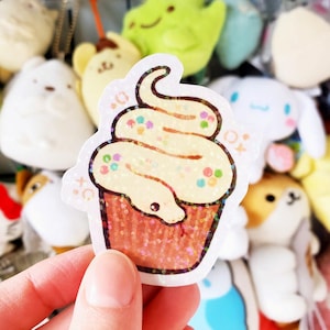 Holographic Cupcake Snake Sticker / Ball Python Vinyl Sticker for Laptop Journal Planner Notebook