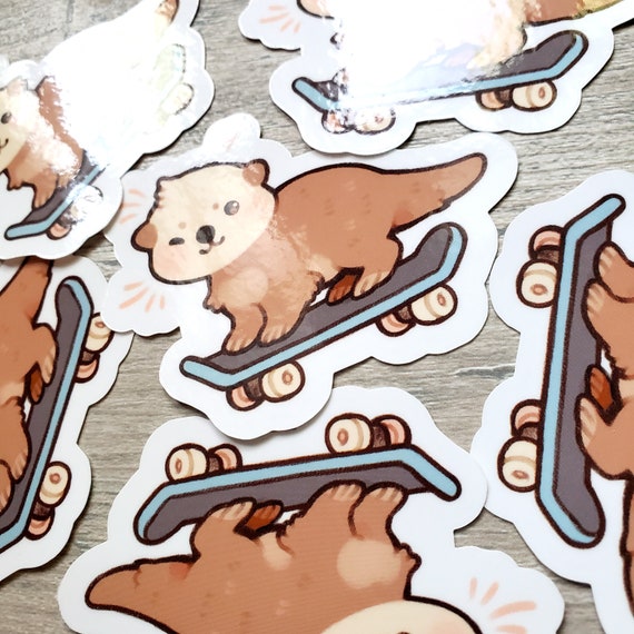 Sitting Otter and Raccoon Sticker Set of 2 / Cute Animal Stickers