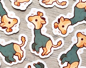 Turtleneck Giraffe Sticker / Cute Waterproof Vinyl Animal Sticker for Laptop or Water Bottle