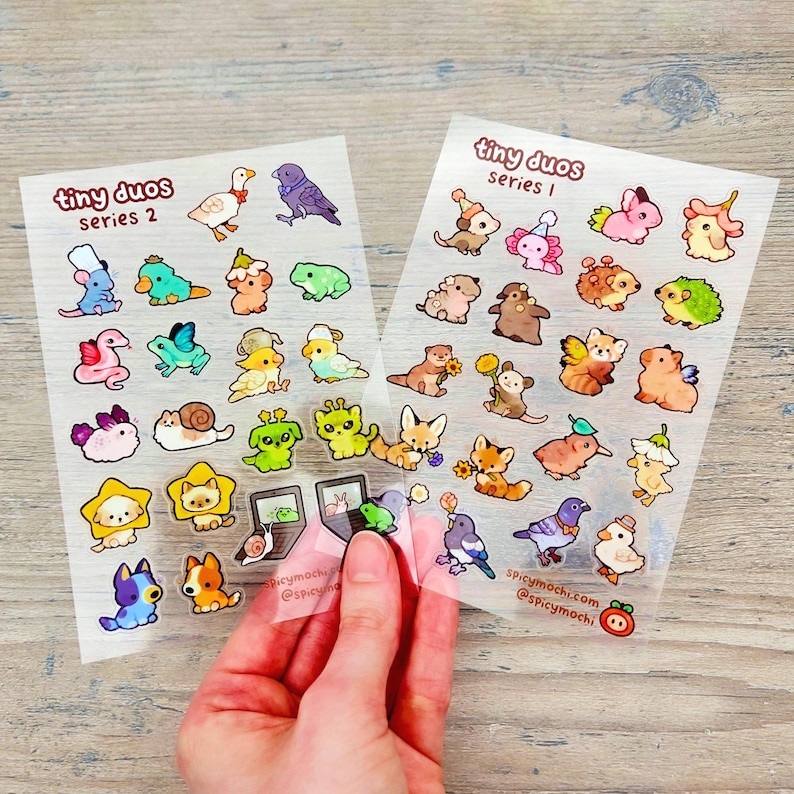 Tiny Duos Sticker Sheets / Clear Transparent Animal Stickers - Etsy