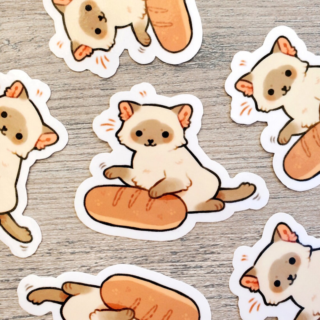 Bread Cat Sticker / Cat Sticker / Kitten Sticker / Cute Animal Sticker ...