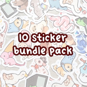 10 Sticker Bundle Pack / Choose Any 10 Cute Animal Vinyl Stickers / Laptop Decals / Waterproof Sticker Set / Customizable Sticker Set