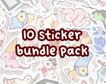 10 Sticker Bundle Pack / Choose Any 10 Cute Animal Vinyl Stickers / Laptop Decals / Waterproof Sticker Set / Customizable Sticker Set