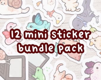 12 Mini Sticker Bundle Pack /  12 Mini Stickers for a Discounted Price / Cute Animal Stickers / Laptop Stickers / Vinyl Stickers