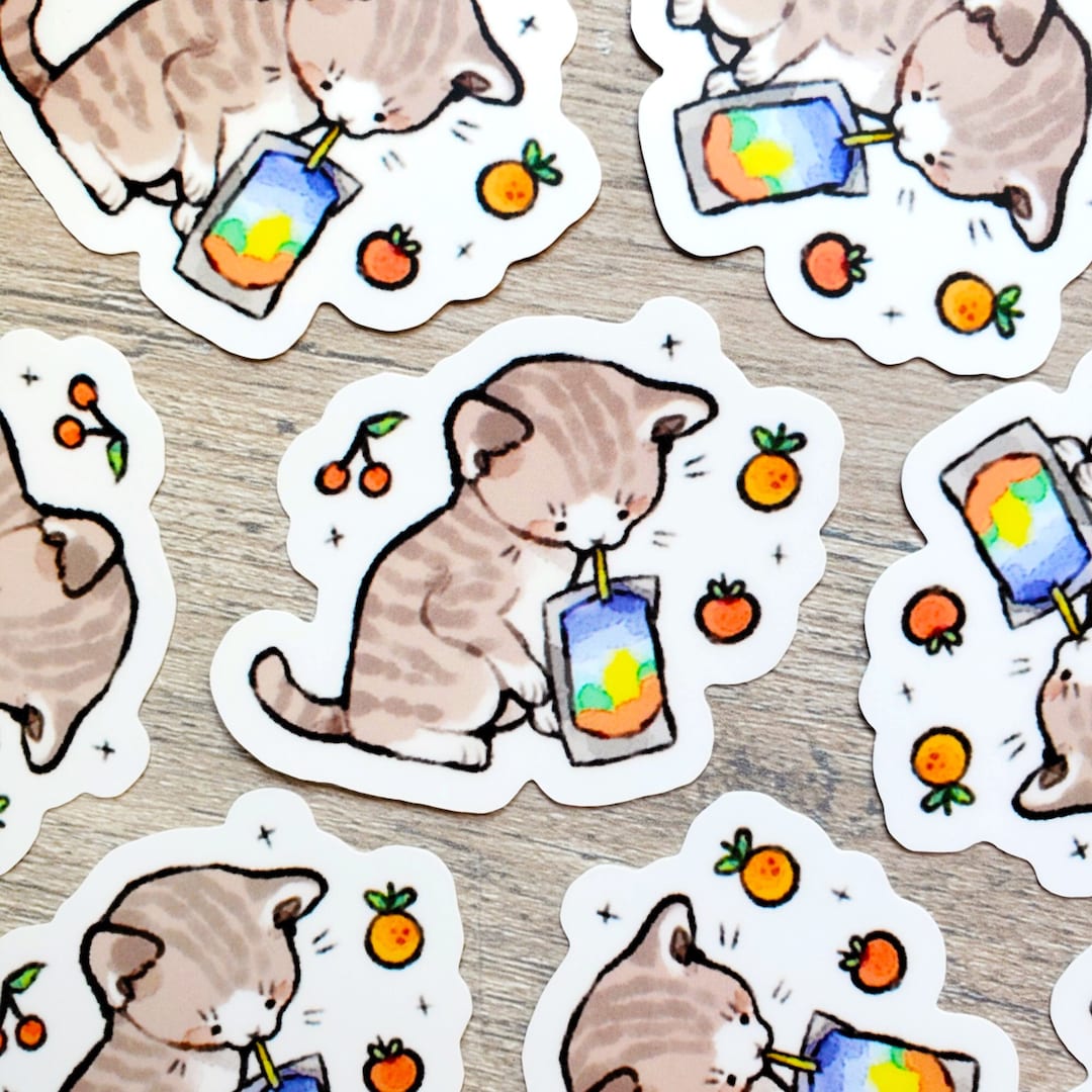 Cat-prisun Sticker / Cat Sticker / Kitten Sticker / Cute - Etsy