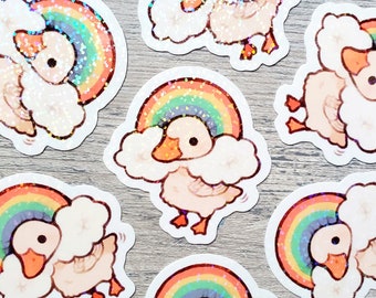 Holographic Rainbow Ducky Sticker / Duck Sticker / Goose Sticker / Cute Animal Sticker / Laptop Sticker / Vinyl Sticker