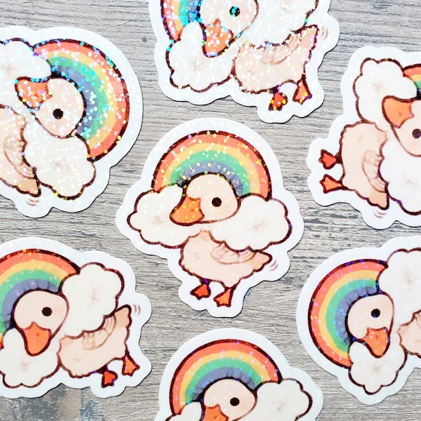 Holographic Rainbow Ducky Sticker / Duck Sticker / Goose Sticker / Cute Animal Pride Sticker / Laptop Sticker / Vinyl Sticker