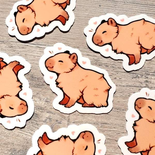 Happy Capybara Sticker / Rodent Sticker / Cute Animal Sticker / Laptop Sticker / Vinyl Sticker