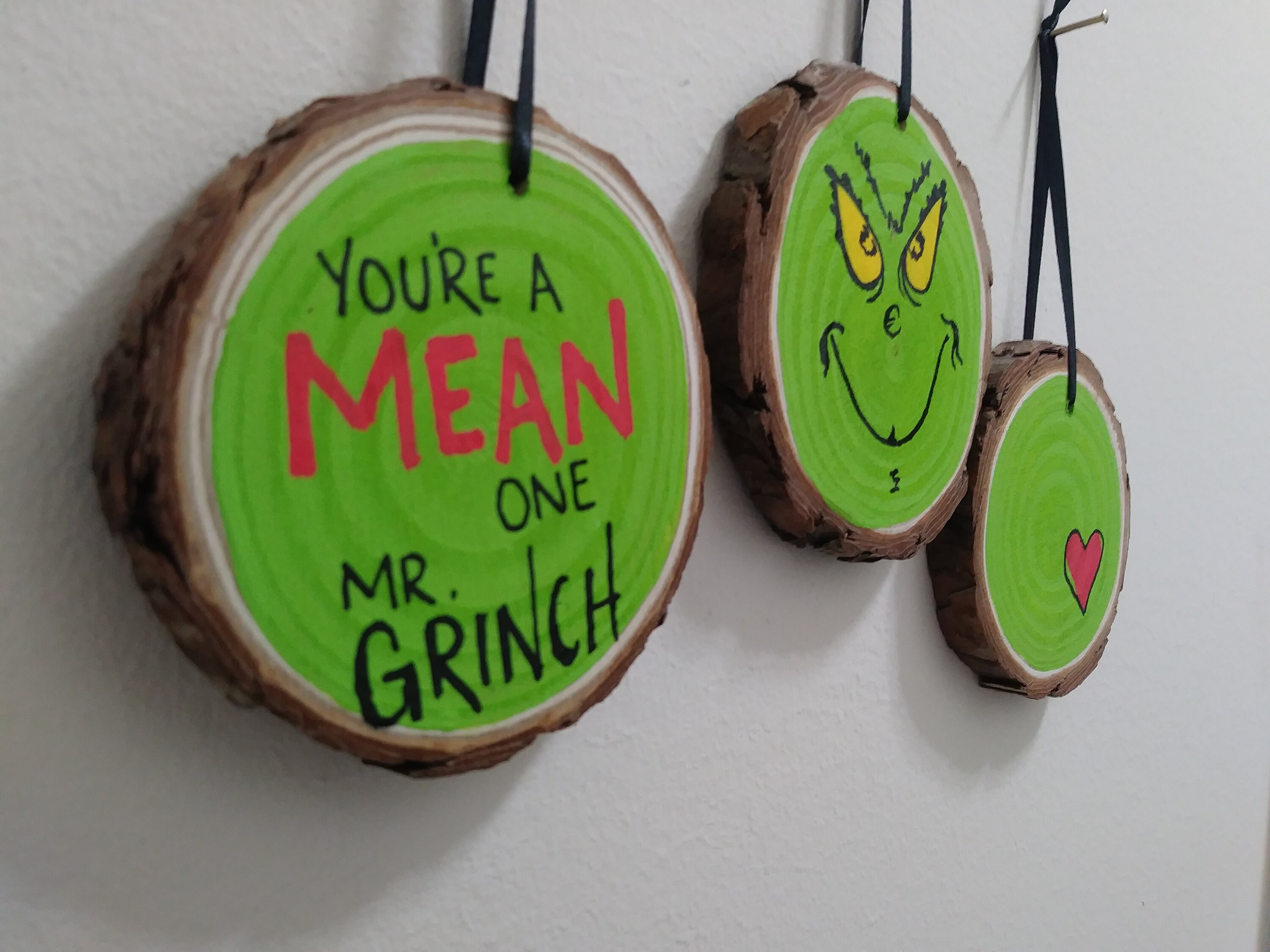 Grinch Set Of 3 Wood Ornaments / Gift Tags Holiday | Etsy