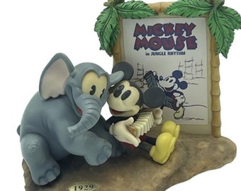 Vintage Mickey Mouse Enesco Jungle Rhythm Edición limitada Decoración coleccionable