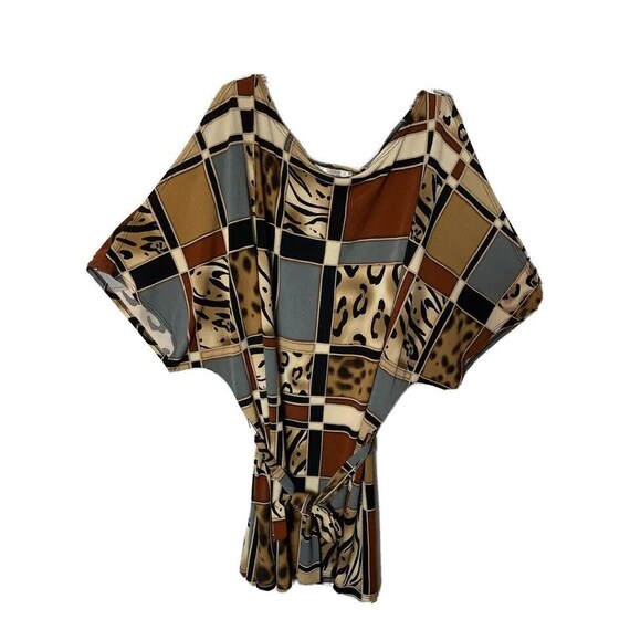 Dress barn Womens Tunic Top Brown Patchwork Leopa… - image 4