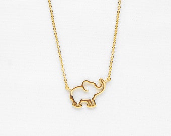 Elephant Necklace, Gold Elephant Necklace, Elephant and Luck Necklace, Lucky Necklace, Gift For Her