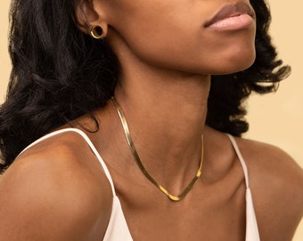 Herringbone Chain Necklace: Sterling Silver or Gold Filled, 3mm
