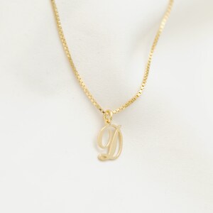 May include: A gold chain necklace with a cursive letter D pendant.