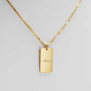 Personalized Name Tag Necklace: Engraved Sterling Silver, Gold Vermeil