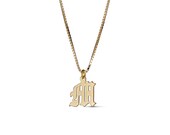 Dainty Old English Initial Necklace, Gothic Style Necklace for Her, Personalized Name Jewelry, Bridesmaid Gift, Gift For Mom, Gold or Silver