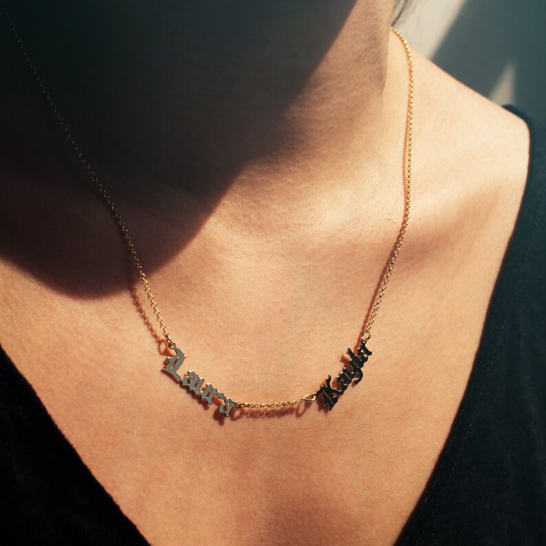 Collier de deux noms vieux collier anglais pour elle bijoux Etsy