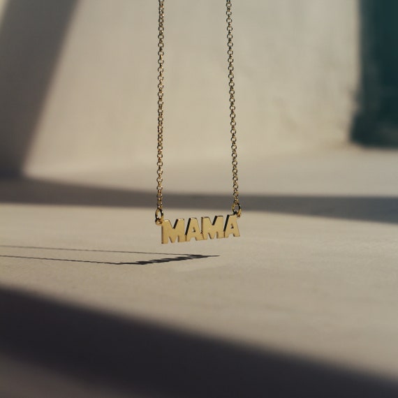 Block Letter Mama Necklace Dainty Mom 