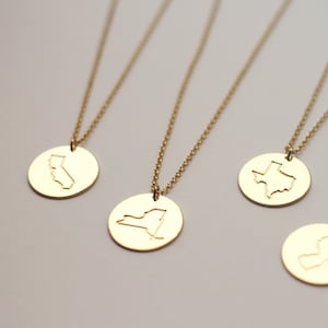 Engraved State Disk Necklace: Personalized 18K Gold Vermeil or Sterling Silver