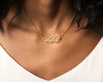 Name Necklace, Handscript Custom Gold Filled Nameplate, Perfect Gift For Her, Personalized Gift for Moms, Baby Name Necklace, New Mom Gift