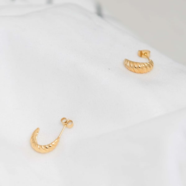 Gold Croissant Earrings: Petite French Bakery-Inspired Earrings for a Charming Look