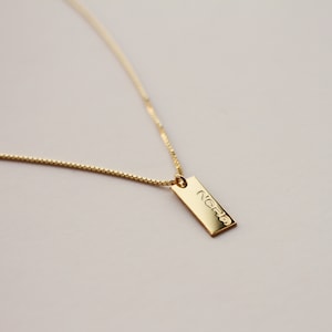 Engraved Bar Necklace: Sterling Silver or Gold, Custom Name Necklace