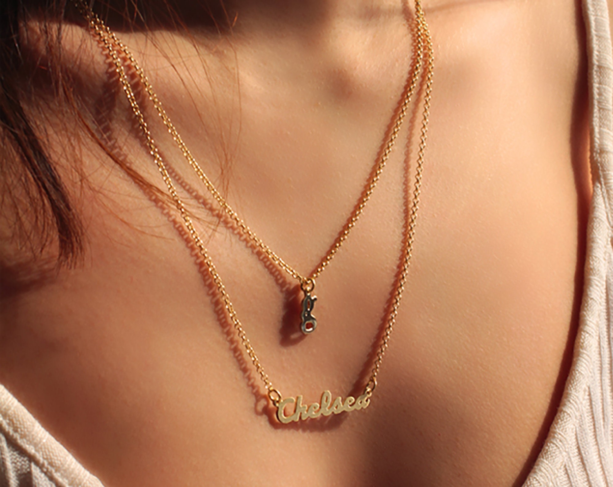 Dainty Script Name Necklace Gold Silver 