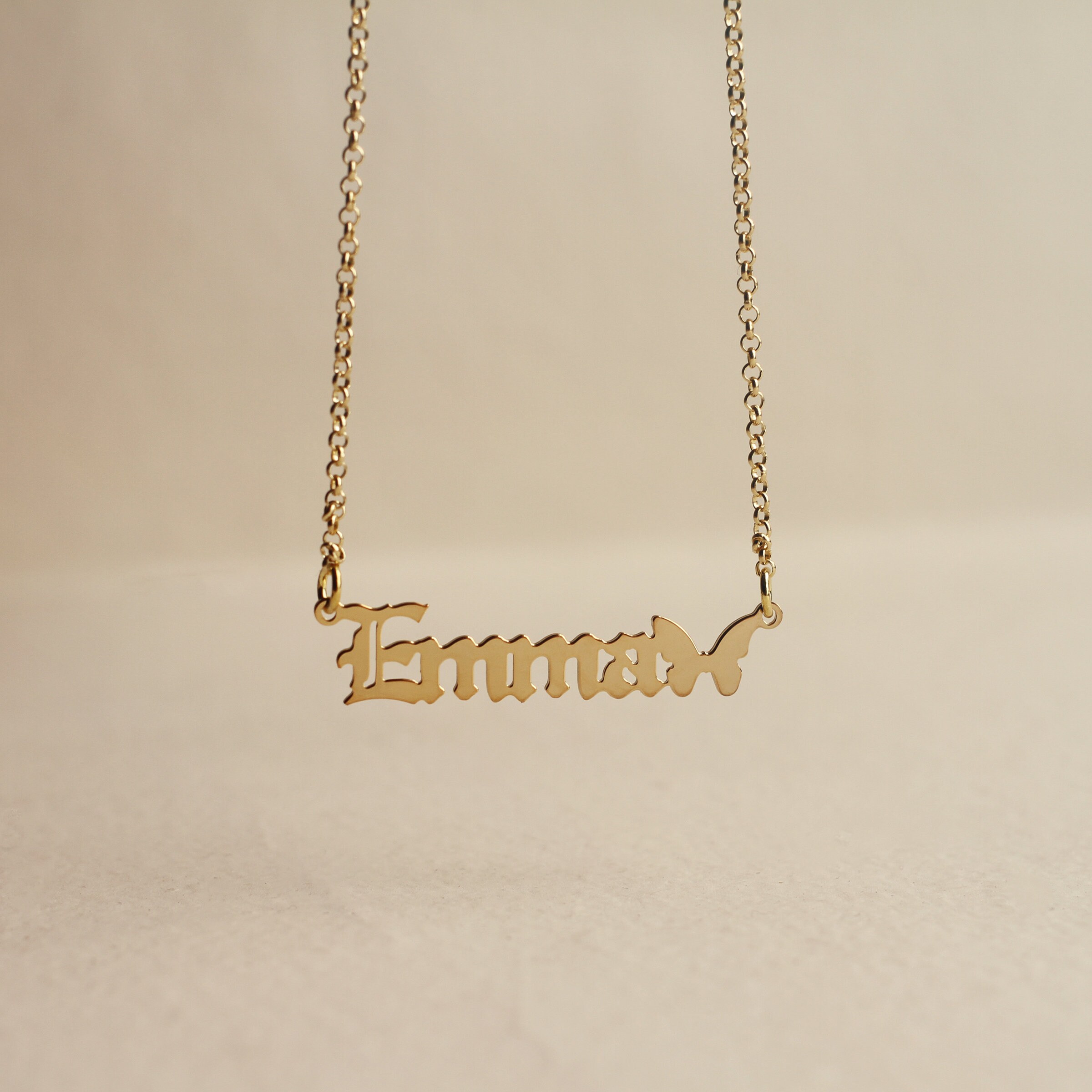 Butterfly Name Necklace Old English 