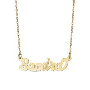 Name Plate Necklace, Retro Name Necklace, Gold Filled, Gift for Her • Script Name Necklace • Personalized Gift • Silver & Gold Name Necklace