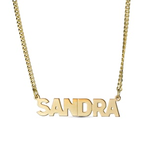 Custom Block Letter Name Necklace in 18K Gold: Filled Curb Chain Design, Perfect Gift for Her, Expertly Crafted in the USA